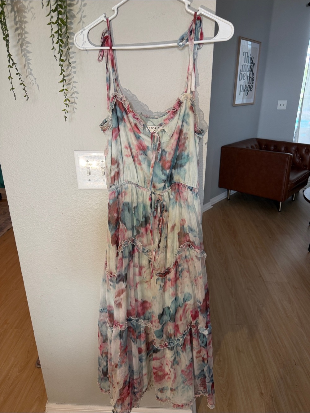 Storia Multicolor Tie-Strap Tiered Maxi Dress